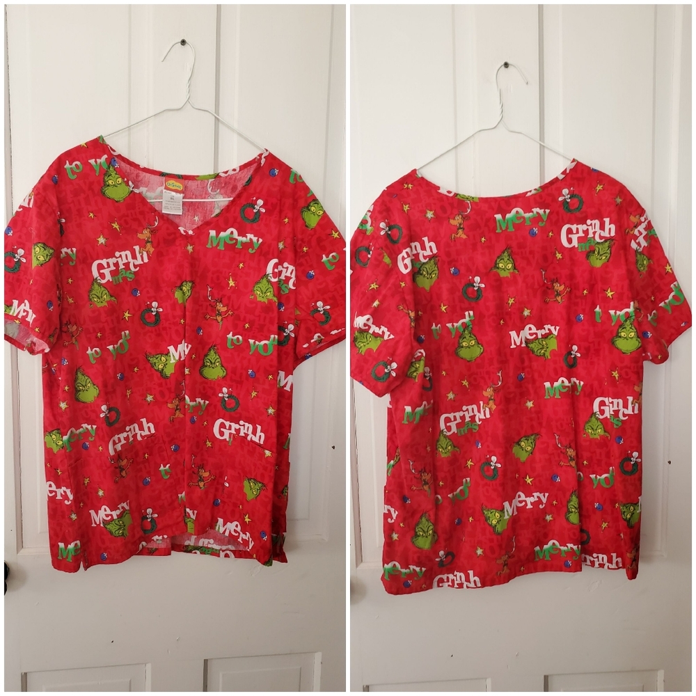 Dr. Seuss Grinch stole Christmas scrub top